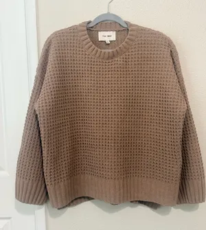 PINK ROSE Taupe Waffle-Knit Crew Sweater thumbnail 1