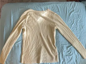 Vintage Butter Yellow V-Neck Cable Knit Sweater Coquette Fairy Granny Layer thumbnail 5