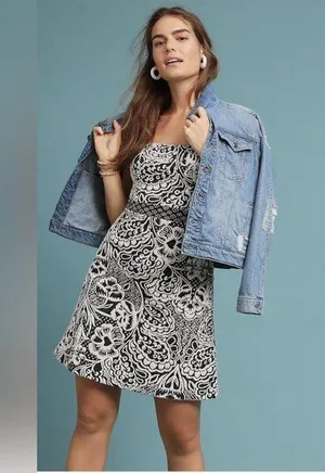 Anthropologie Ett Twa Valery Floral Jacquard Structured Knit Dress Size S thumbnail 2