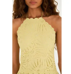 NWOT Farm Rio Embroidered Eyelet A-Line Asymmetry Beads Midi Dress Size L Cotton thumbnail 3