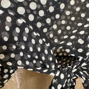 SilkLand Vintage Y2K Black White Polka Dot 100% Silk Ruffle Sheer Top XL thumbnail 6