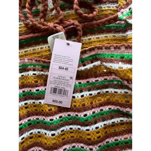 Wild Fable Crochet Halter Mini Dress Striped Boho Festival Yellow Multi‎ S NWT thumbnail 3