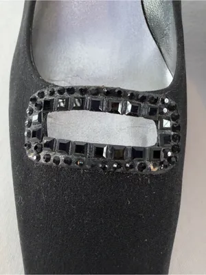 Vintage Stuart Weitzman Pointed Toe Kitten Heels with‎ Embellished Buckle Black thumbnail 5