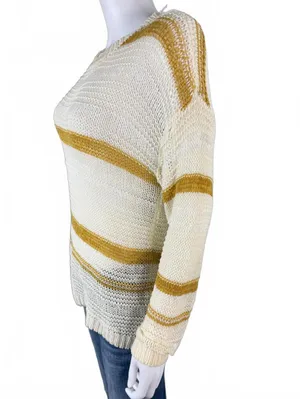 Becel Women's Striped Knit Sweater Size Small Yellow thumbnail 2