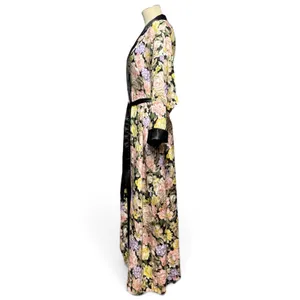 Victoria's Secret Gold Label Vintage Satin Robe Black Pink Purple Floral Small thumbnail 3