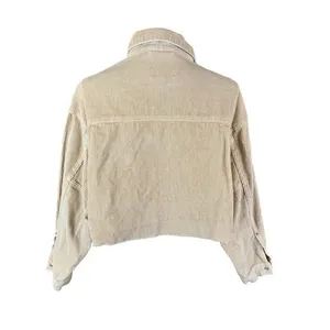 BDG Beige Corduroy‎ Cropped Jacket Small Button Front Long Sleeve Raw Hem thumbnail 4