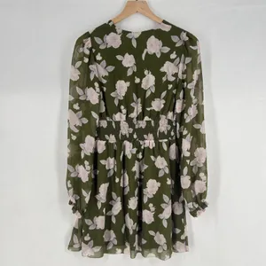 Aritzia‎ Wilfred Wistful Mini Dress Womens M Green Floral Smocked Surplice Neck thumbnail 10
