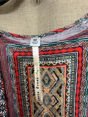 Uncle Frank by Anthropologie Geometric Embroidered dress with Red&Teal Accentst thumbnail 3