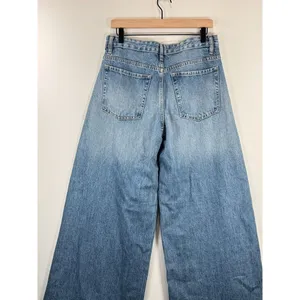 ZARA Women Jeans Blue Denim Cropped High Rise Baggy Wide Leg Medium Wash Size 6 thumbnail 7