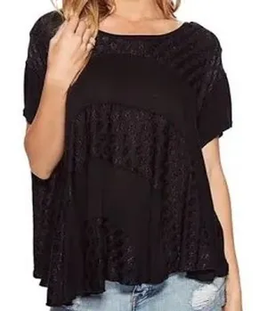 Free People anything & everything black‎ asymmetrical top women's size medium thumbnail 1