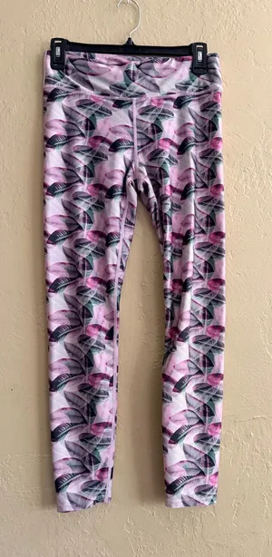 JoyLab Pink Leaf-Pattern Leggings thumbnail 1