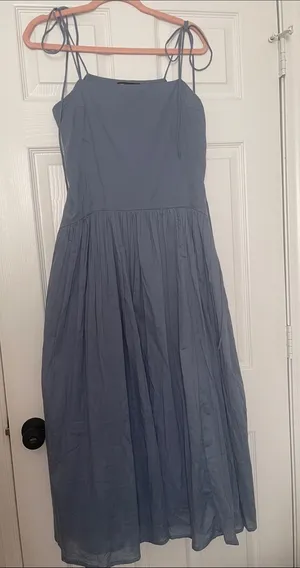 ASOS NWT Tie-Shoulder Midi Dress in Dusty Blue thumbnail 1