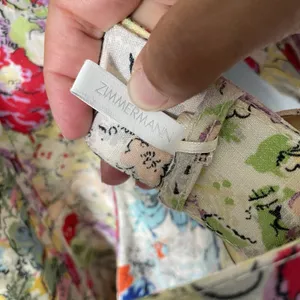 ZIMMERMANN Clover Paneled Mini Dress 100% Linen Spliced Multi Floral Size 2 thumbnail 10