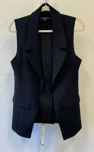 Central Park West New York Women's Black Sleeveless Blazer Vest Career Small thumbnail 1