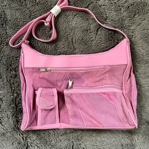 New Retro Pink Suede‎ Haband Purse with Pocket - NWT thumbnail 2