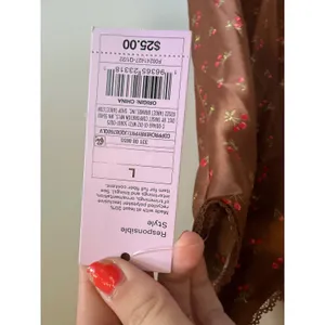 Wild Fable Brown Cherry Print Satin‎ Slip Dress Lace Trim Tie Back Large NEW thumbnail 5