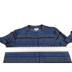 Old Navy Blue Linen Blend Long‎ Sleeve Striped Blouse Size Small thumbnail 4
