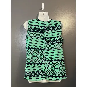 Marianne Tank Top Womens Large Green Black Aztec Geometric Sleeveless Blouse thumbnail 4