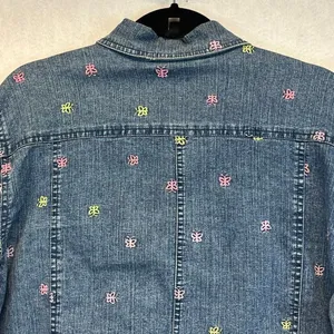 Vintage ALFRED DUNNER Denim Jacket Size 12 Blue 80s Embroidered‎ Butterfly Cute! thumbnail 12