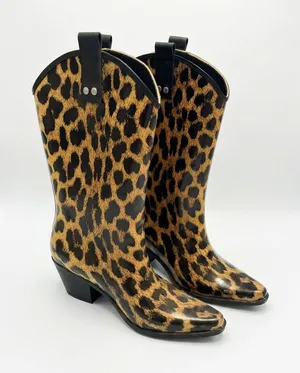 Rain boots size 9 leopard by sweet brandy nwot Brown thumbnail 1