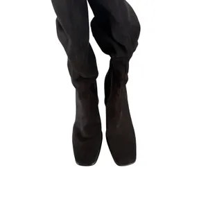Nine West Domaey Black Suede Slouchy Square Toe Block Heel Boots Womens‎ 9M thumbnail 5