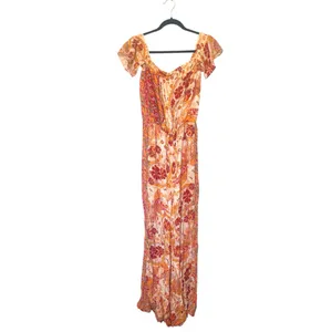 Free People Carmen Boho Floral Orange Jumpsuit Flowy size small thumbnail 4