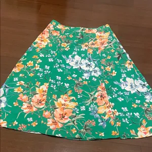 Ann Taylor LOFT Floral A-Line Skirt in Green and Orange thumbnail 1
