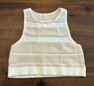 Alo Sport Play Knit Bra Women’s Small Alabaster Ivory White Cropped Top Tank thumbnail 1