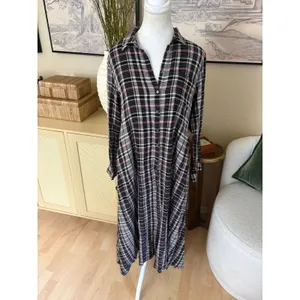 HATCH Alyssa Plaid Button Down Maxi Dress Maternity‎ Size 1 Small Black thumbnail 3