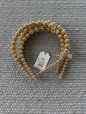 Set of 3 A New Day Metallic Gold Beaded Headbands thumbnail 4