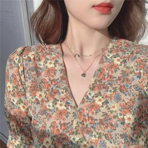 18K Gold Plated Layered Love Heart Pendant Necklace for Women thumbnail 3