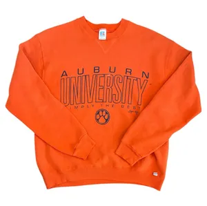 Russell Athletic Orange Auburn University 87 Vintage Pullover Sweatshirt Size L thumbnail 1