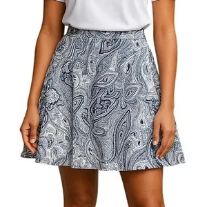Talbots Paisley A-Line Skirt Womens 6 Blue White Cotton Blend Knee Length Zipper thumbnail 1