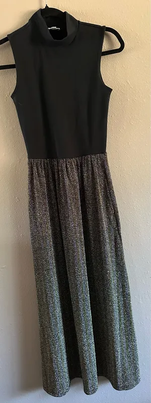 J.Crew Mockneck Mixed-Media Sparkle Maxi Dress thumbnail 1