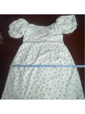 Altar’d State “Shianna” White Blue Ditsy Floral Puff Sleeve Mini Dress Size M thumbnail 8