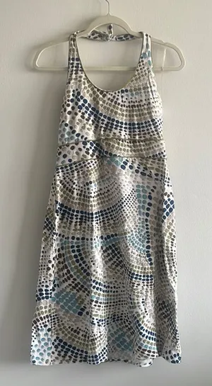 Retro Polka Dot Halter Dress Blue Size M thumbnail 1