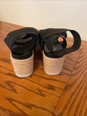 Black Platform Espadrille Sandals with Elastic Straps size 7 thumbnail 5