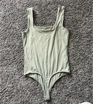 Abercrombie & Fitch Sage Green Ribbed Square-Neck Bodysuit thumbnail 2