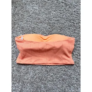 aerie Coral Textured Strapless Bikini Set thumbnail 7