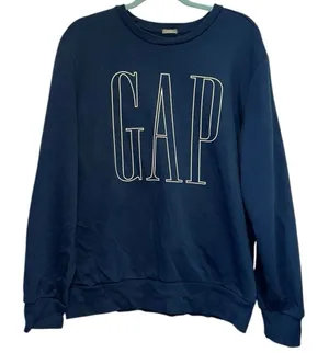 Gap‎ Sweatshirt Medium Blue Crewneck Logo Pullover Minimalist Casual Athleisure thumbnail 1