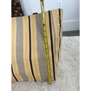 Restoration hardwareStriped Canvas Tote Bag Large Yellow Brown Snap Closure‎ thumbnail 6