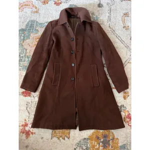 Ined Brown Wool Blend Single Breasted Coat Martingale Back Size 2 Made in Japan thumbnail 3