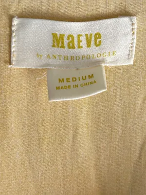 Anthropologie Maeve Puebla Printed Tiered Maxi Dress Yellow Blue Medium thumbnail 6