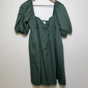 Tuckernuck Hyacinth House Women Dress Medium Green Puff Sleeve‎ Babydoll Mini thumbnail 2