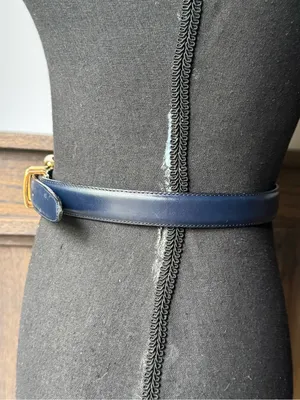 Brighton Navy Leather Belt with Gold-Tone Buckle thumbnail 4