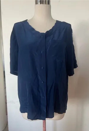 Scalloped Neck Navy Button thumbnail 1