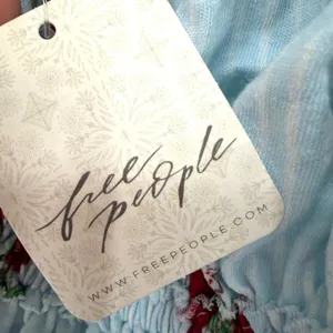 We The Free Dolce Vita Tank Top Women L Blue Floral Smocked Boho Cottage Coastal thumbnail 6