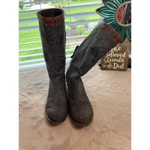 Lane Women's Western Boots Size 8 Gray Mid-Calf Block Heel Pointed Toe thumbnail 4
