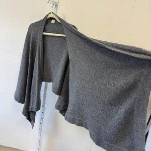 Talbots‎ Cashmere Blend Open Front Shawl Sweater Grey Womens O/S One Size thumbnail 4