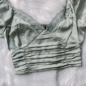 Light mint satin lace - trim crop top, brand new with tag thumbnail 2